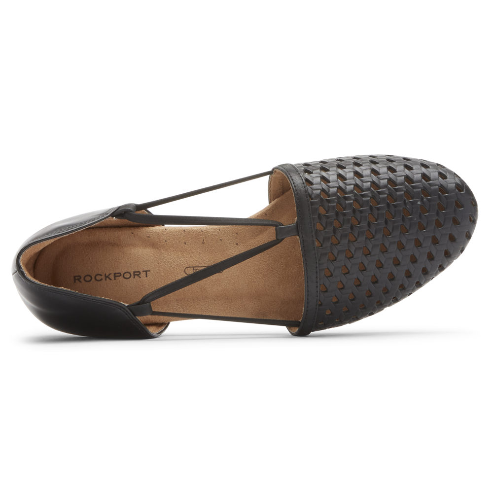 Rockport Singapore Womens Flats - Reagan Perforated Black - RT2058371